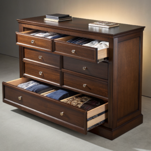 Grandmaster 8‑Drawer Wide Dresser in Polished Mahogany