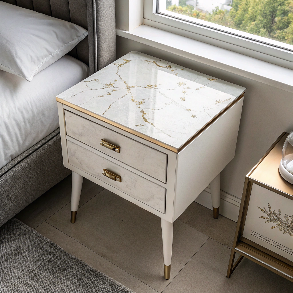 Sculpted Satin Nightstand with Ambient LED